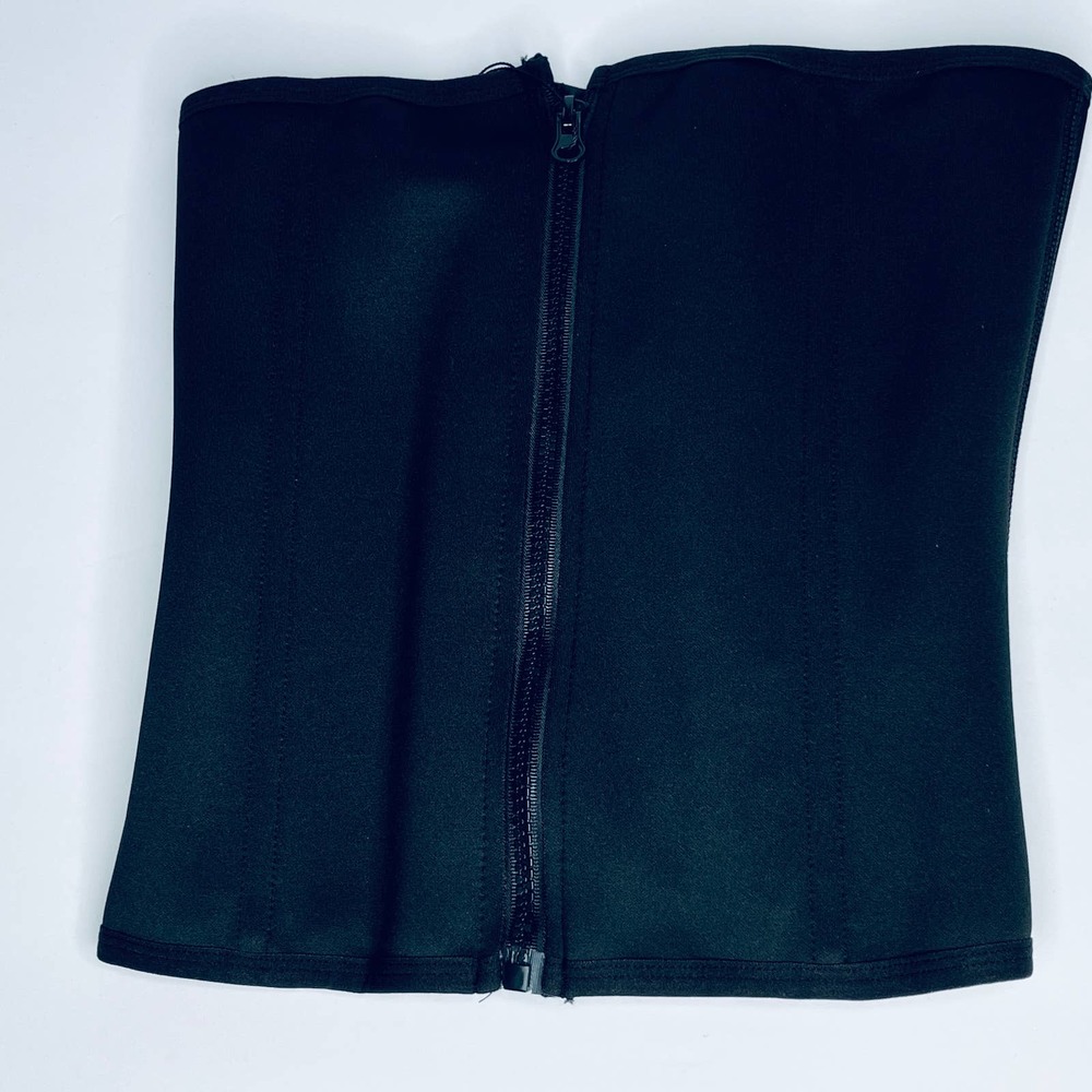 Black Waist Cincher Trainer Corset Zip Hook New